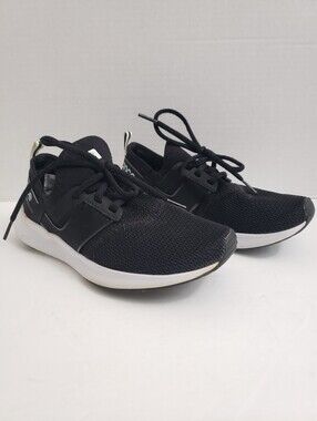Size 6 New Balance Black White Nergize Sport Slip On Sneakers Shoes w/ Laces